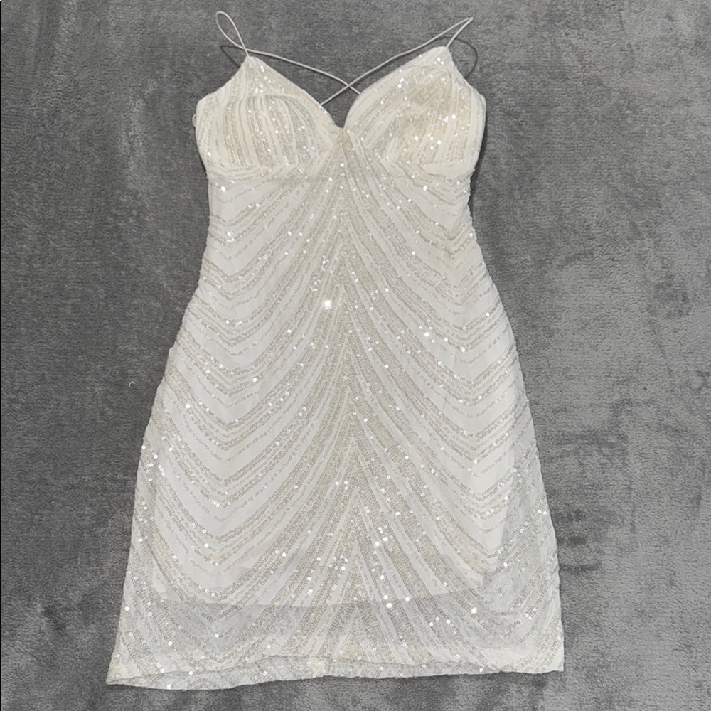 Elegant White Sequin Dress